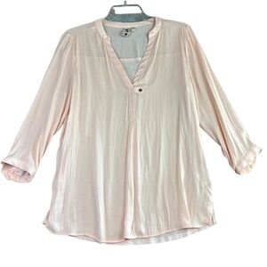 Dolan Anthropologie Women's M Peach 3/4 Sleeve Button Blouse Top Casual Preppy
